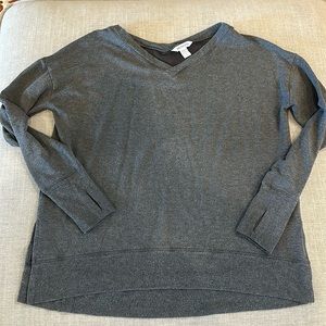 Athleta L Grey V-Neck Sweatshirt